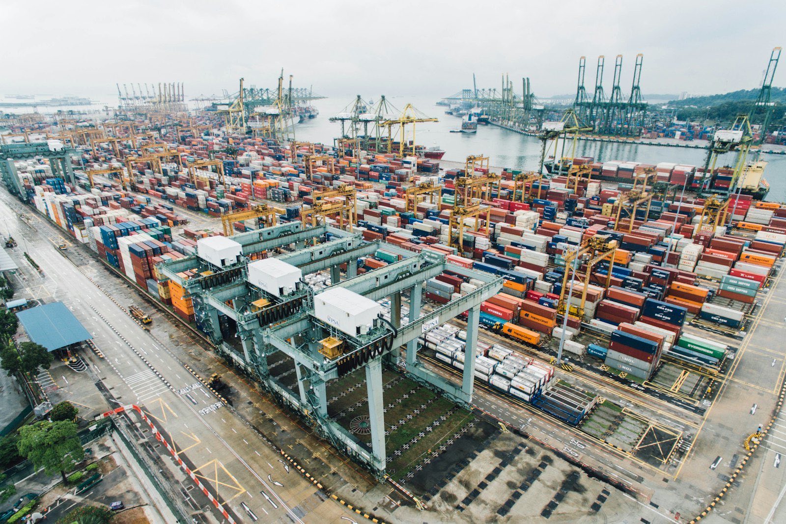 Aerial view of a container terminal in the Globion network